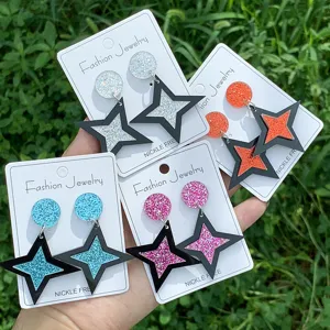 Mode Acryl Glitzer Stern Ohrstecker Für Damen Luxus Elegant Geometrisch Stern Ohrhänger Einfacher Damen Schmuck Geschenk