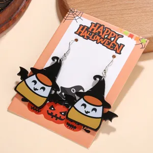 Halloween Acryl Ohrringe süße Kürbis Hexenhut Modeschmuck Detailansicht Accessoire