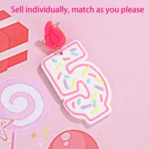 Akryl Nummer 5 Geburtstag Kerze Ohrring, süßer Stil Einzel Modeschmuck Geschenk.