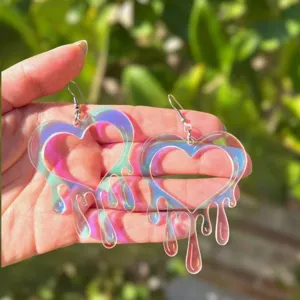 Acryl Herz Ohrhänger Damen Bunte Gradient Schmelzende Herz Ohrringe Trendiger Süßer Schmuck Valentinstag Geschenk