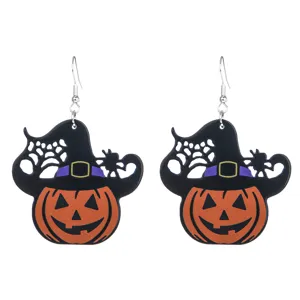 Halloween Kürbis Hexenhut Acryl Ohrringe, gruselige Feiertag Party Schmuck für Damen.