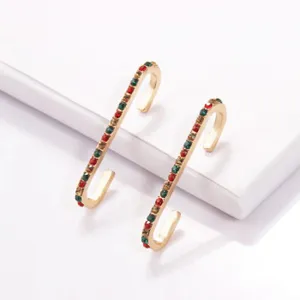 Bunte Strass-Legierungs-Ohrringe, kreatives C-förmiges Design, modischer Damenschmuck.