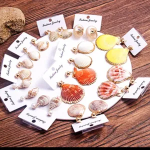 Bunte Muschel Ohrstecker Set, bohemian Strandmode Schmuck fur Damen Sommer Ohrringe.
