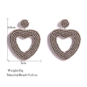 Handgemachte perlen herz ohrringe bohemischer stil modeschmuck ohrhänger für frauen