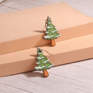 Süße hölzerne Weihnachtsbaum Ohrringe, Vintage ethnische Stil Ohrringe für Frauen und Mädchen.