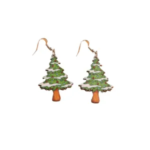 Weihnachtsbaum Holz Ohrringe süße hängende Ohrringe festlicher Schmuck für Damen und Mädchen