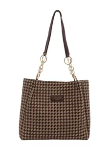 Autumn winter vintage houndstooth tote bag for women large capacity shoulder bag commuting fashion