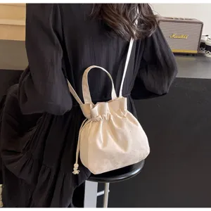 Borsa a secchiello retrò in stile cinese con coulisse, elegante borsa a tracolla donna.
