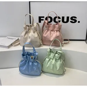 Borsa a secchiello stile cinese retrò in tessuto, borsa a tracolla fata versatile ed elegante.