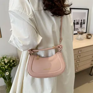 Womens Fashion PU Leather Saddle Bag Minimalist Solid Color Crossbody Bag Versatile Shoulder Handbag Daily Commuting Purse
