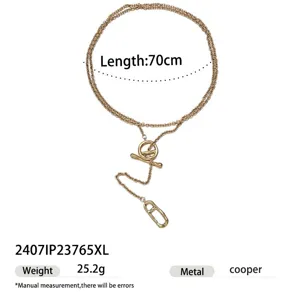 Gold multi-layer long chain necklace 70cm vintage sweater chain women jewelry item