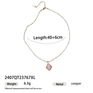 Vintage European American Style Necklace Natural Stone Pendant Dainty Clavicle Chain For Women