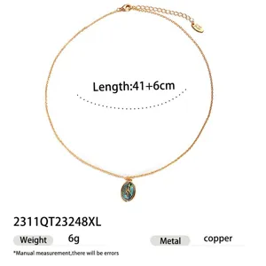 French Vintage Copper Natural Mother Of Pearl Pendant Necklace Gold Electroplated Luxury Star Rhinestone Choker For Women Gift Jewelry