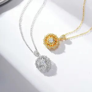 Collana con Ciondolo in Argento Sterling 925 da Donna Elegante Strass Lucido Fiocco di Neve Stella Bussola Charm Galvanico Gioielli di Moda Regalo