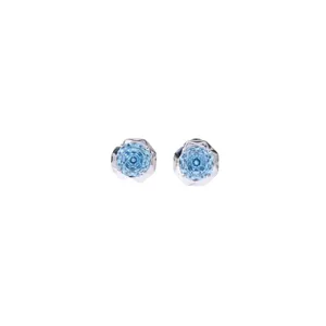 Luxury Sea Blue Rose Cut Zirconia Stud Earrings For Women Elegant Iris Flower Rhinestone Earrings Light Luxury Fashion Ear Cuffs Jewelry