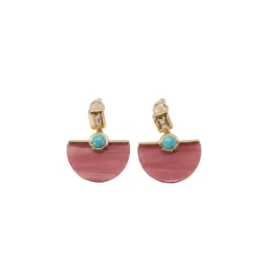 Retro Colorful Acetate Geometric Stud Earrings For Women Elegant Copper Gold Plated Earrings Lightweight Fashion Jewelry Accessories