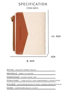 Compact PU leather women's short wallet with card slots, zipper coin pocket and chic design.