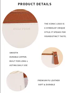 Close-up detail view of the premium PU leather short wallet featuring smooth durable zipper and fine logo.