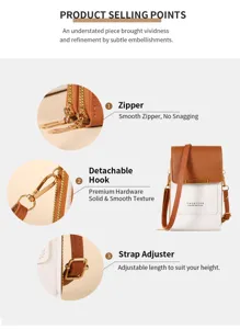 ENDAYCON bolso cruzado vertical para mujer, funda multifuncional de cuero para móvil.