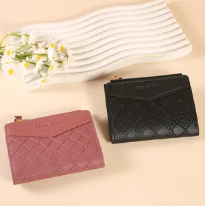 Women short zipper wallet quilted card holder coin purse daily fashion chic accessory design