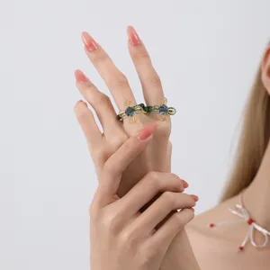 Handmade glass flower ring minimalist niche design summer beach vacation jewelry accessory
