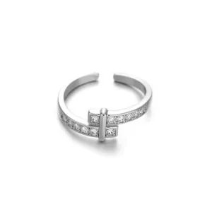 Anello Regolabile Aperto In Rame Placcato Argento Con Zirconia Intarsiata Design Di Nicchia Di Lusso Farfalla Geometrica Anello Per Donna Gioielli