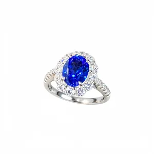 S925 Silber Königsblau Saphir Ring mit funkelnden Zirkon Diamant Verlobung Ring Schmuck.