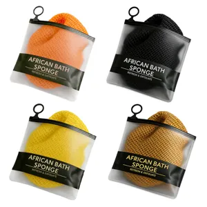 Esponjas de baño africanas de malla hexagonal en cuatro colores para exfoliación corporal suave