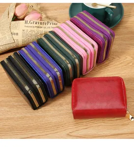 Portefeuille porte-cartes multifonctionnel à double fermeture éclair et grande capacité pour femmes.