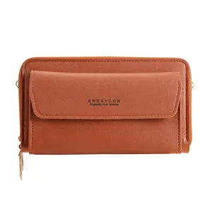 Endaycon bruine dames dubbele rits crossbody tas mode casual handtas schoudertas