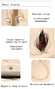 Beige große Kapazität Pendeln Umhängetasche Damen weiches Leder minimalistische Achseltasche