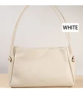 Elegante PU Leder Umhängetasche für Damen, große Pendlertasche mit Knotendetail und Schulterriemen.