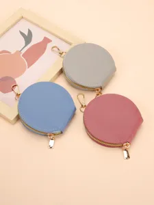 Women round coin purse portable mini zipper key pouch headphone storage bag set 3pcs
