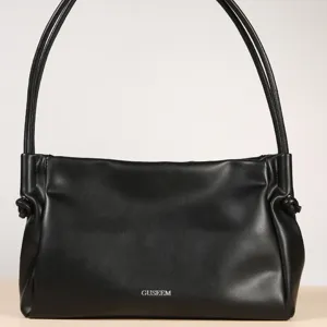 Schwarze minimalistische Damenschultertasche stylische Pendler-Achseltasche mit Doppelriemen