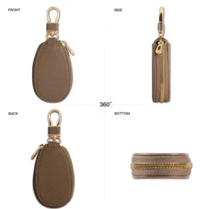 Mini Leder Autoschluessel Etui mit goldenerem Reissverschluss und praktischem Haken