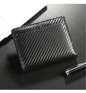 Herren Kohlefaser Textur kurze Geldbörse RFID Anti-Diebstahl Kartenhalter bifold