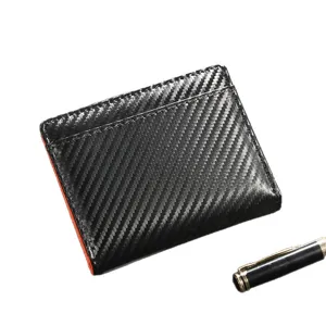 Herren Geldbörse Carbonfaser Textur Kurz Bifold Kartenhalter mit orange Akzent stilvoll