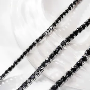 Bracciali tennis in argento 925 con moissanite nera eleganti, splendidi gioielli da donna chic.