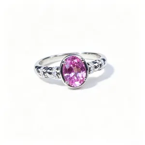Anello zaffiro rosa in argento S925, elegante design di nicchia gioiello con pietre.