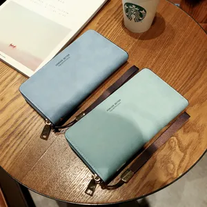 Women long wallet clutch purse PU leather card holder fashion casual zipper handbag 2020