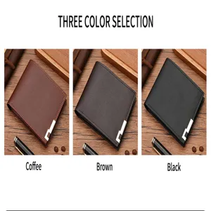 Men short wallet multi card holder retro PU leather card case casual coin purse with metal corner