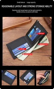 Men's short wallet with metal edge multi card slots and coin pocket detailed view