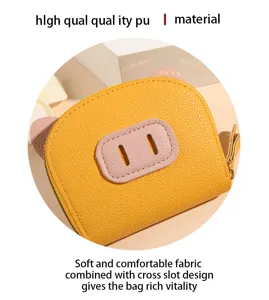 Mignon dessin animé cochon PU cuir porte-monnaie étui à cartes portefeuille zippé