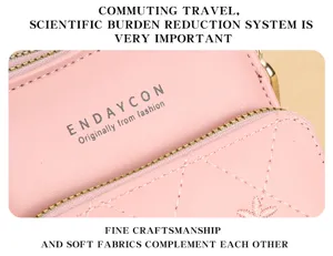 Mini borsa per cellulare trapuntata rosa con cerniere multiple e tracolla molto elegante.