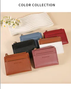 Multi-color short women wallet pu leather card holder coin purse stylish compact design daily use.