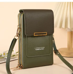 Bolso bandolera para telefono de mujer de cuero pu pequeno bolso hombro cremallera cartera monedero