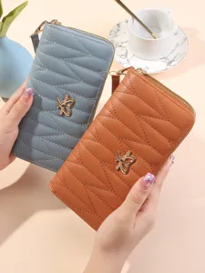 Portafoglio donna lungo doppia cerniera stile coreano porta carte elegante borsellino