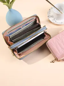 Portafoglio donna lungo doppia cerniera ecopelle grande capacità tasche carte portamonete