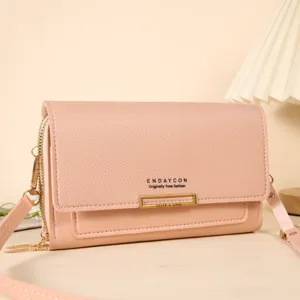 ENDAYCON sac portefeuille bandouliere rose multifonctionnel pochette vue principale.