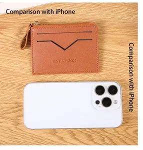 Women leather card holder zipper coin purse slim credit card wallet with multiple slots